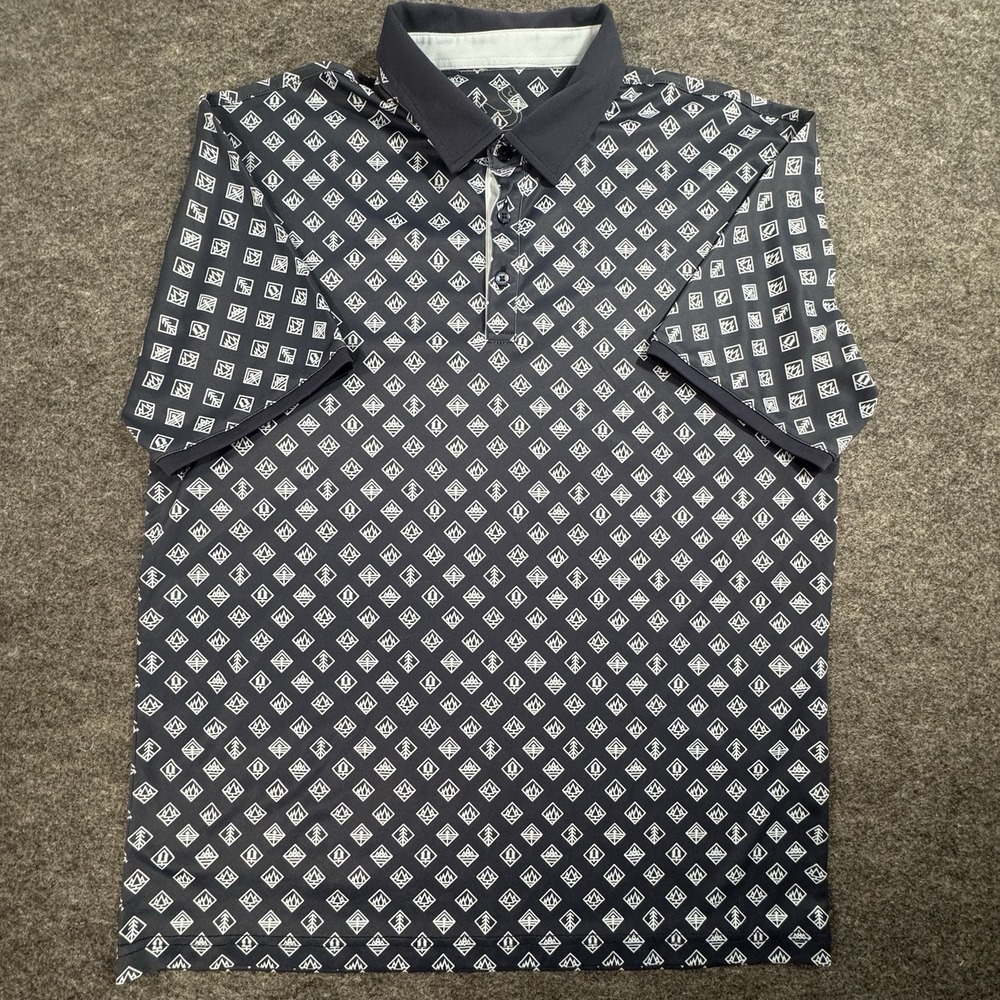 Swannies Golf Polo Shirt Mens Large Geometric Print Short Sleeve Performance